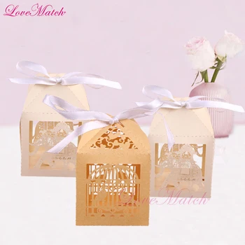 

50pcs Laser Cut Bird Cage Elephant Candy Box Delicate Wedding Favors Party Paper Gift Box Party Supplies and Decoration Marriage
