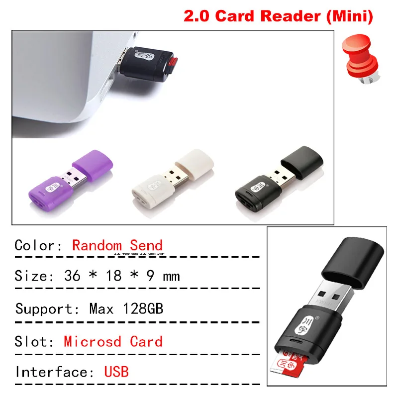 Кавау Micro SD Card Reader 2,0 USB высокоскоростной адаптер с TF слот для карты C286 Max Поддержка 128 GB устройство чтения карт памяти для компьютера