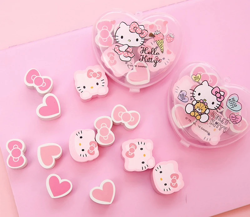 6 шт./коробку мультфильм кошка hello kitty Сердце бантом ластик милые дети письма коррекции карандаш резиновая ластики Kawaii подарок