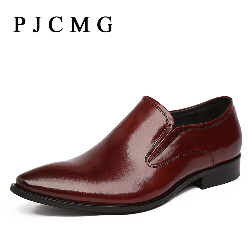 PJCMG British Style Fashion Men Oxford Wedding Shoes Male Pointed Toe Office Shoes Patent Leather Dress Shoes Size 38-44