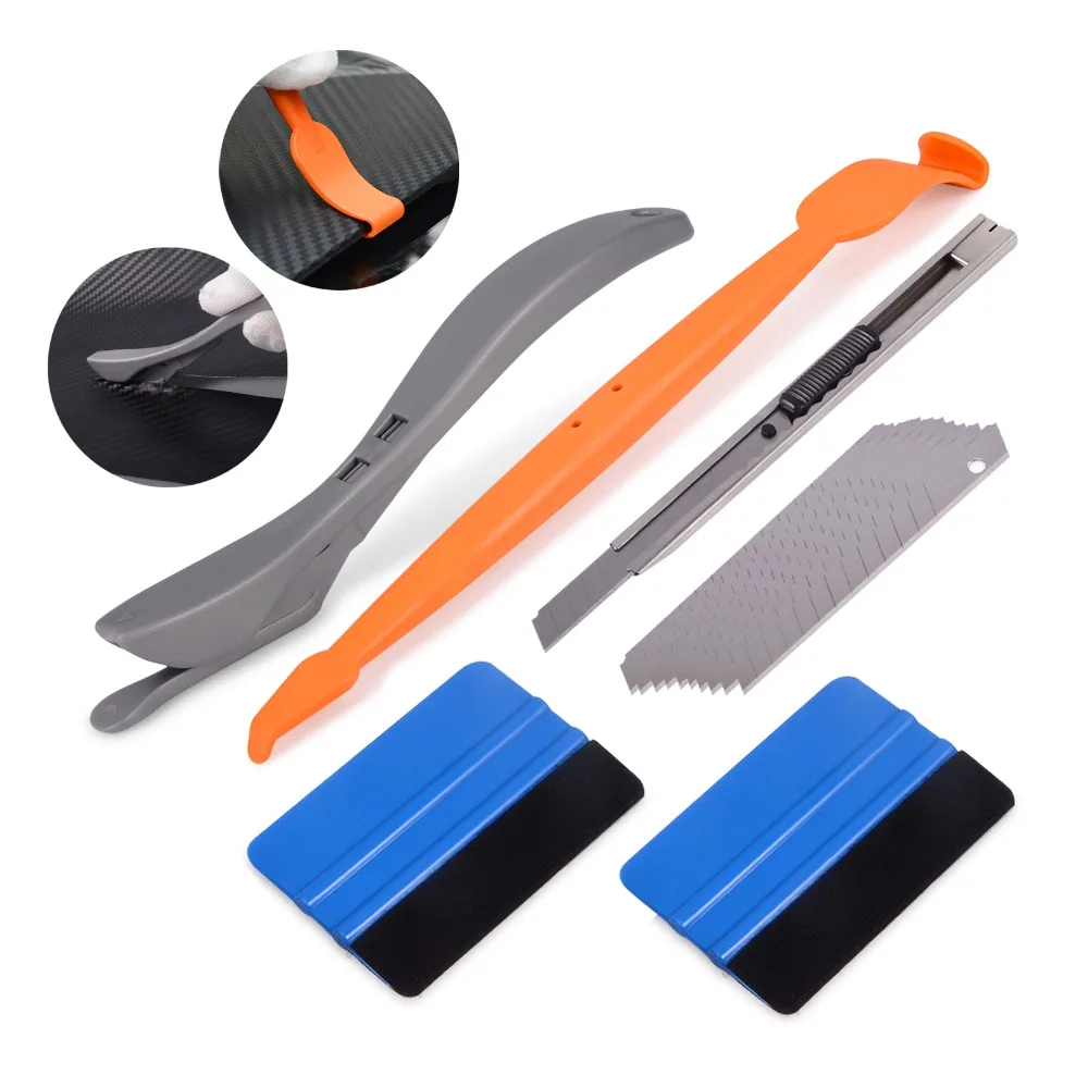 EHDIS 6PCS Vinyl Vehicle Sticker Kit Car Wrap Squeegee Scraper Car Styling Foil Film Wrapping Auto Accessories Tints Tools Kit 