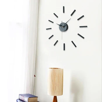 

Modern diy fashion wall clock 3d big quartz watch clocks living room home decoration still life silver stickers
