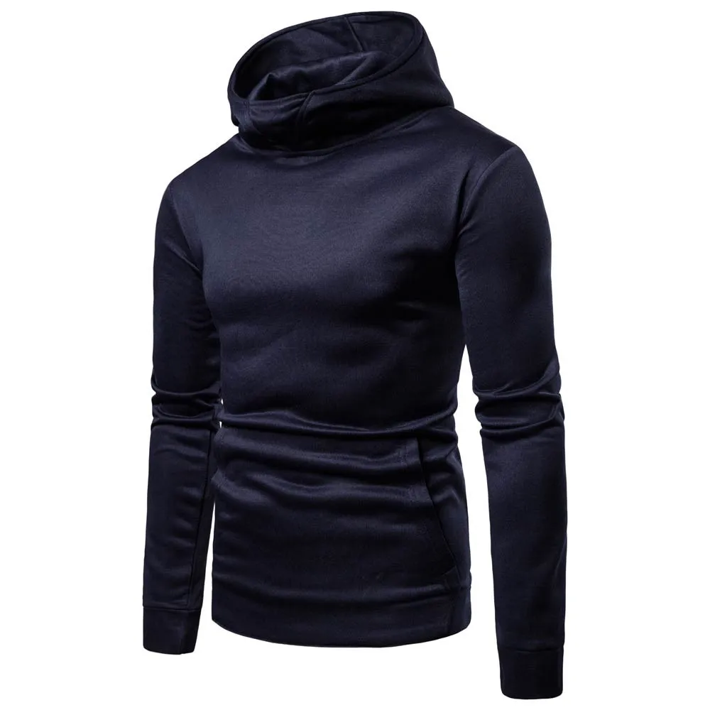 Solid Color Hooded Sweatshirt Mens Pure Color Zipper Pullover Long ...