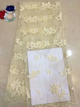 

Latest African Lace Fabric Embroidered 3d Flower Nigerian Lace Fabrics High Quality Lovely French Lace Fabric for Dress ALC-YB1