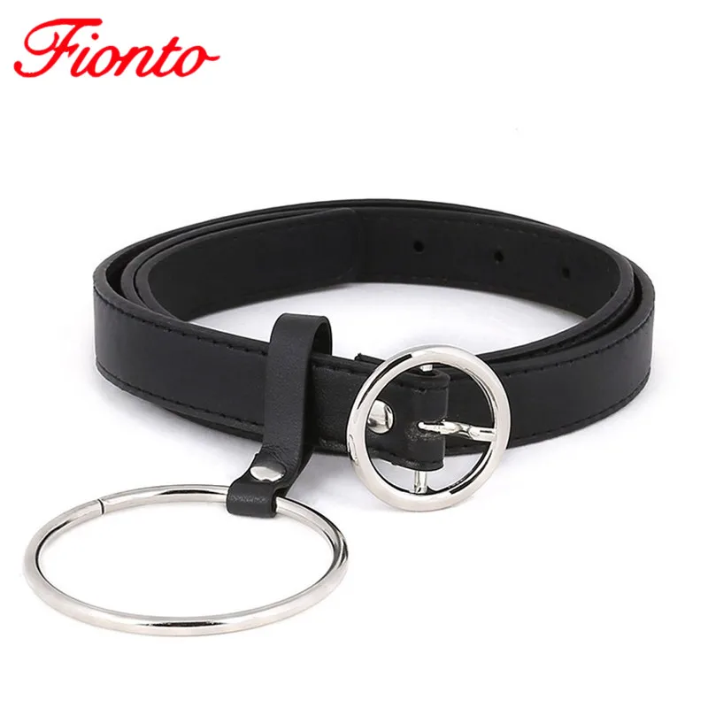 

Fashion Belt Round Buckle Hanging Ring Belt Wild Decoration Women Pin Buckle Simple Thin Belt Ladies PU Leather Belt AN1020