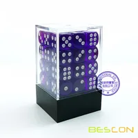 Bescon 12mm 6 Sided Dice 36 in Brick Box, 12mm Six Sided Die (36) Block of Dice, Translucent Purple with White Pips 1