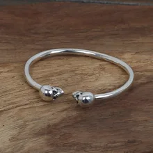 S925 стерлингов Серебряные ювелирные изделия Ретро тайский Для мужчин и Для женщин Корейская версия популярного серебро простые двойные череп браслет