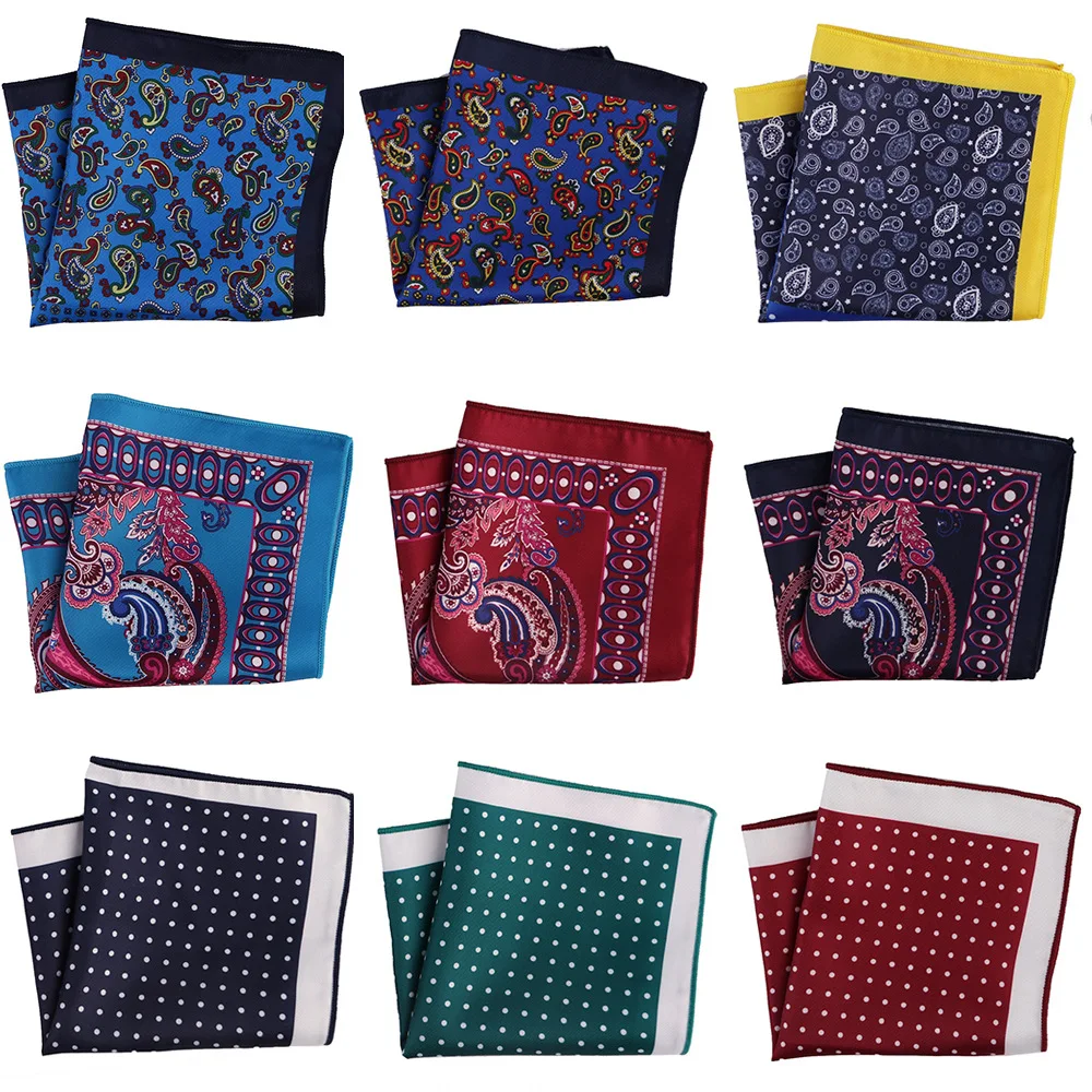 

YISHLINE Distinctive Mens Handkerchief Pocket Square Silk Man Dots Paisley Print Men Chest Hankies For men's Suit Accessories