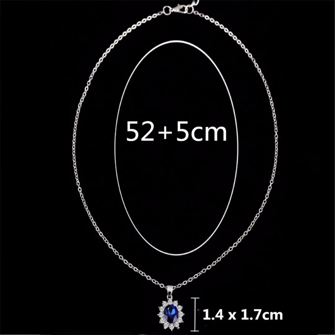 Women's Gorgeous Sapphire Flower Crystal Necklace Stud Earrings Jewelry Set