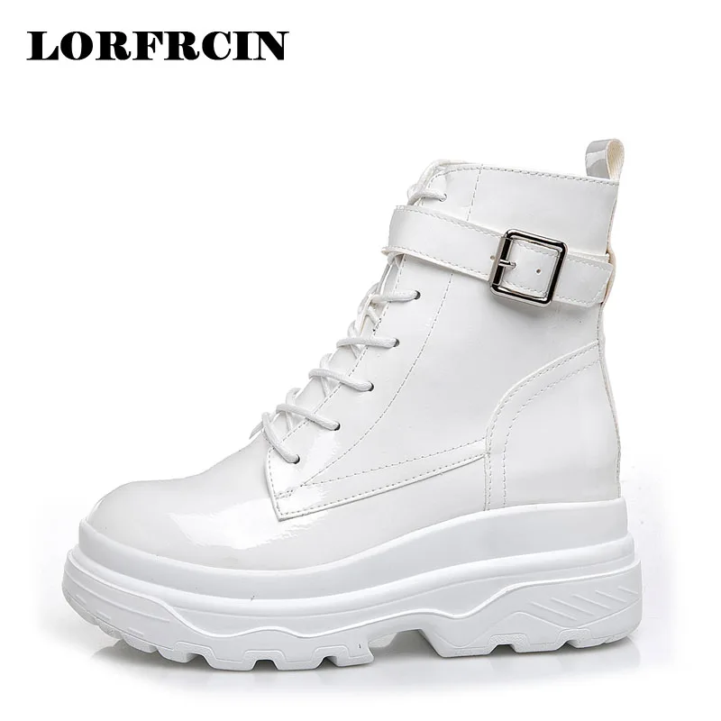 LORFRCIN/2018 женские зимние ботинки ботильоны на платформе обувь из натуральной кожи