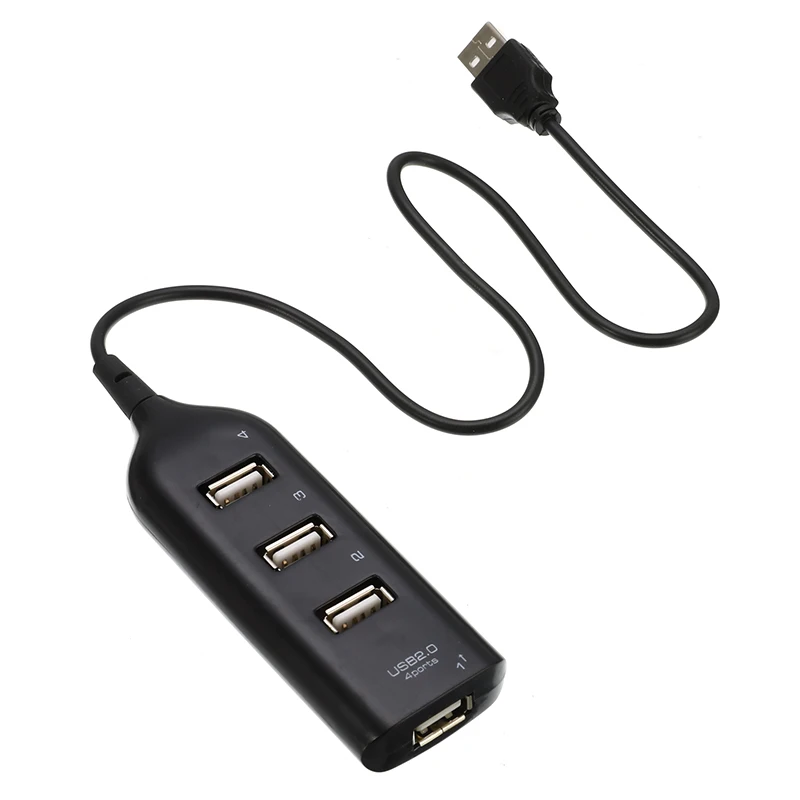 USB 2,0 High Speed 4 порта разветвитель usb-концентратор, адаптер для ПК ноутбук компьютер для портативных жестких дисков черный