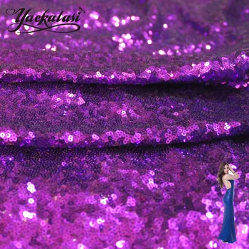 

YACKALASI Sequined Lace Fabric Purple Lavender Allover Sequins Embroidered Fabric Night Dress 135CM Wide