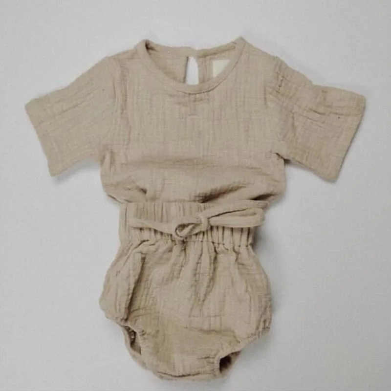 

Baby Boys Girls Suits 2019 Summer Ins Fashion Kids Girls Boys Sets Linen Casual Sets Tops+shorts Cute Baby Toddler Clothing Sets