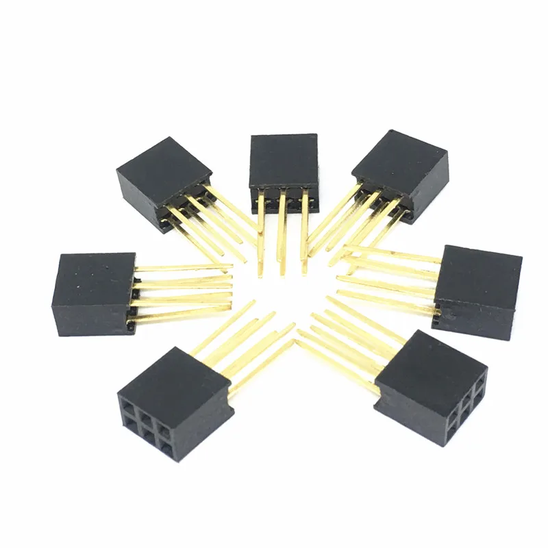 10 Pieceslot Stackable Header Double Row 2x3 (total 6pin) 2.54mm Pin Length 11mm Gold Plating
