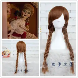 Аниме куклы Annabelle косплэй Искусственные парики 65 см коричневые прямые косы синтетические волосы Perucas Косплей парик костюм на Хэллоуин