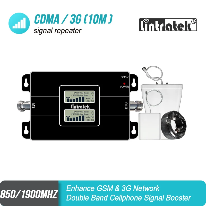 Усилитель GSM Lintratek с ЖК дисплеем 850 3G 1900 65 дБ ретранслятор сотового сигнала