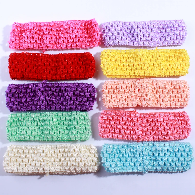 

200PCS 4CM 1.5 Inch Elastic Crochet Girl Top Tutu Hairband Knitted Pettiskirt Hollow out Headband U Pick Color