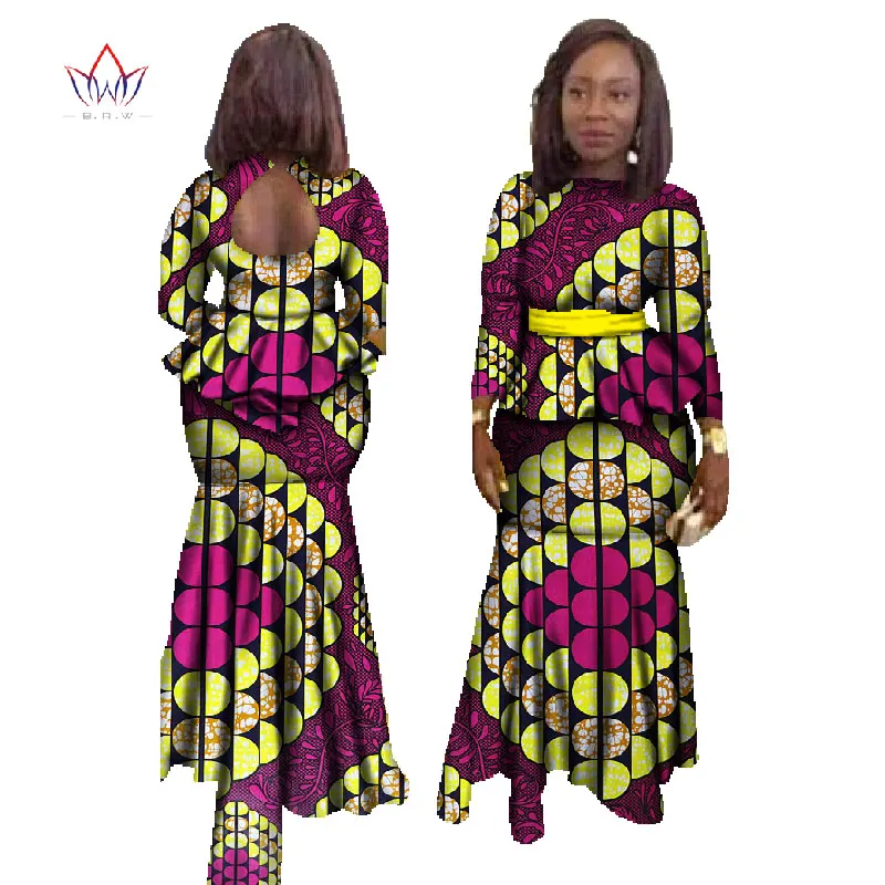BRW модная африканская юбка набор для Женщин Дашики размера плюс африканская одежда Базен Сексуальная традиционная африканская одежда WY023 - Цвет: 11