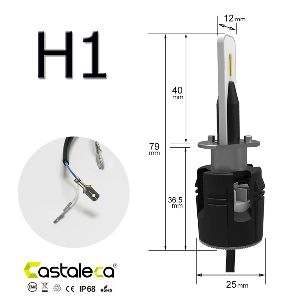 Castaleca автомобиля светодиодный светильник H4 H7 H11 H8 H1 H3 9005 9006 9004 светодиодный головной светильник супер яркий Авто противотуманных фар с возможностью креативного светильник DC12V 24V лампы - Испускаемый цвет: H1