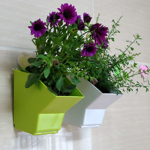 Height 15cm Plastic Flower Pot Balcony Wall Hanging Pots Home Height 15cm Plastic Flower Pot Balcony Wall Hanging Pots Home Decoration Garden Arts