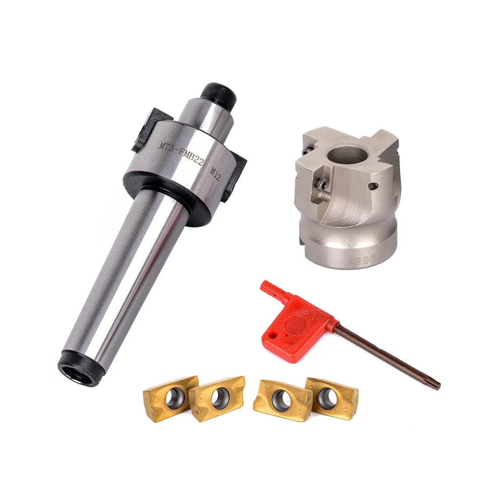 

MT3-FMB-Shank 50mm Face End Mill CNC Milling Cutter + 4pcs APMT1604 Inserts with Wrench And Box For Plate Cutting