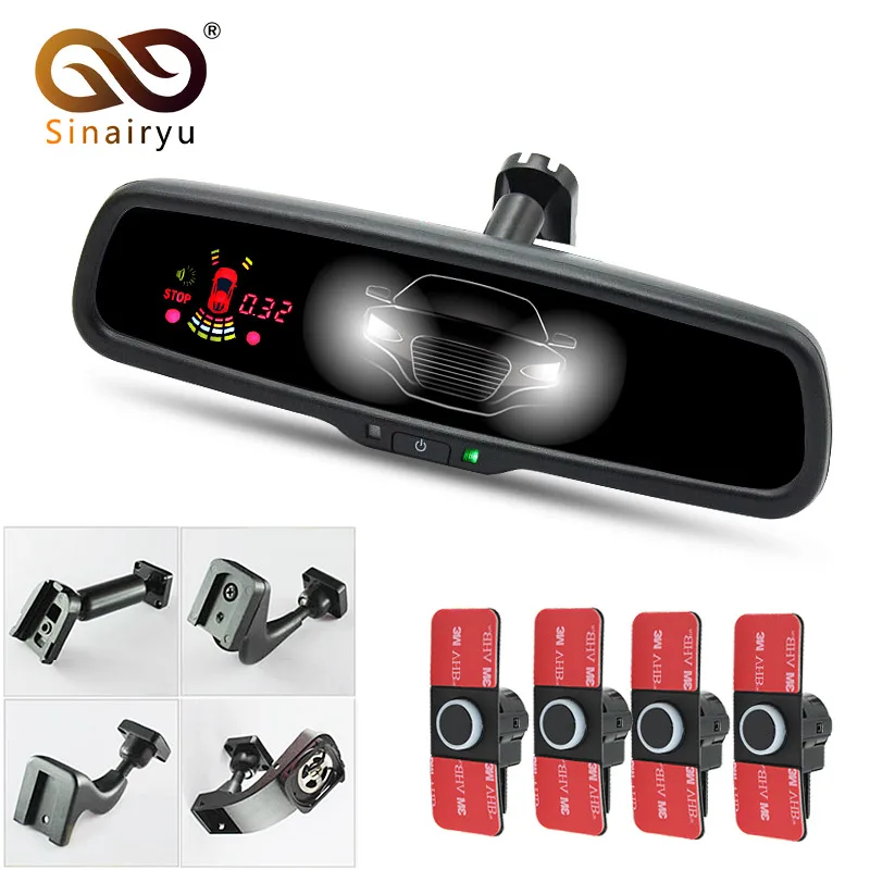 

2019 New Auto Dimming Car Interior Rearview Mirror Monitor 4 Parking Sensor With Original Bracket 16mm Flat Sensor