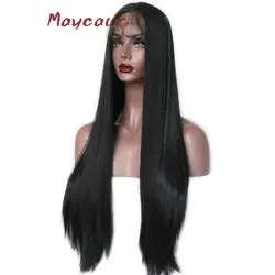Длинные прямые синтетические волосы на кружеве парик термостойкие парики из натуральных волос для женщин 180 плотность