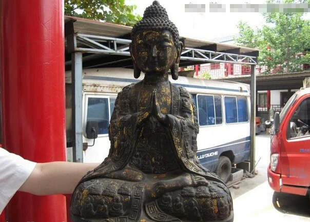 

USPS to USA S1013 17"Tibet Folk Fane bronze Carved gild Sakyamuni Tathagata Buddha statue (B0328)