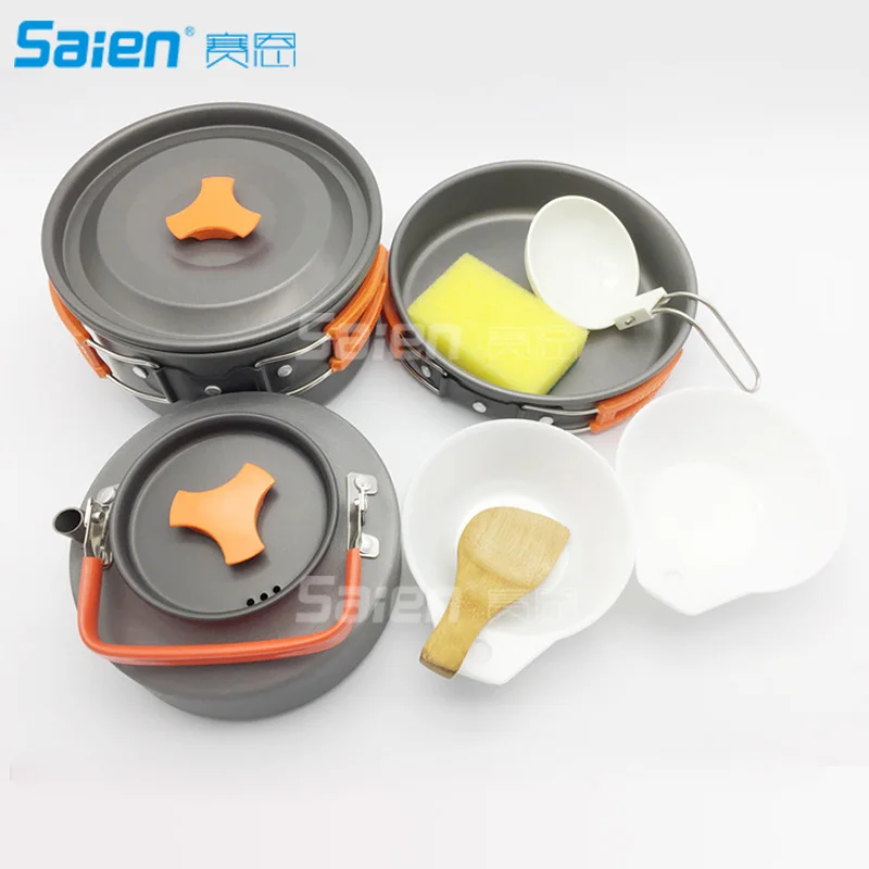 

Outdoor Camping Cookware Set , Compact Camp Cooking Backpack Mess Kit ,Campfire Pot, Pan, Utensils in Drawstring Bag