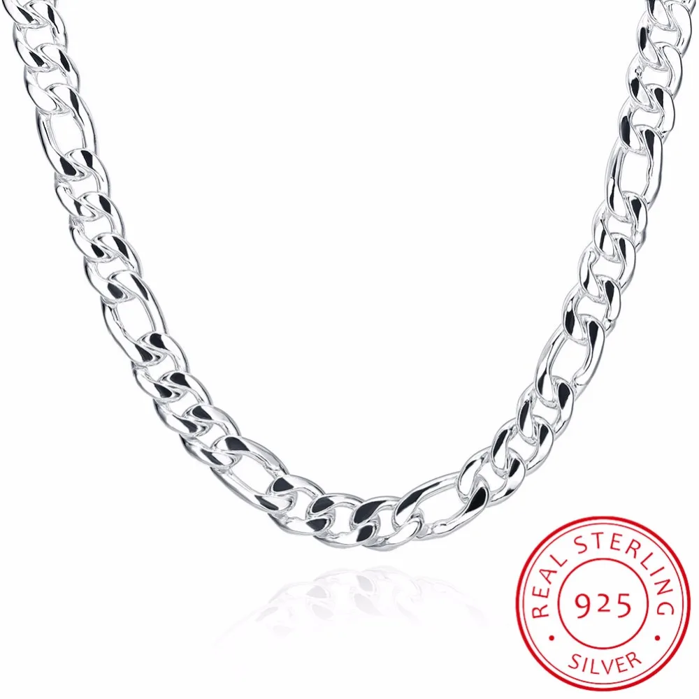 

LEKANI Men's Fine Jewelry 24'' 60cm 10MM Figaro Chain Necklace 925 Sterling Silver Jewelry Statement Necklace Colar de Prata