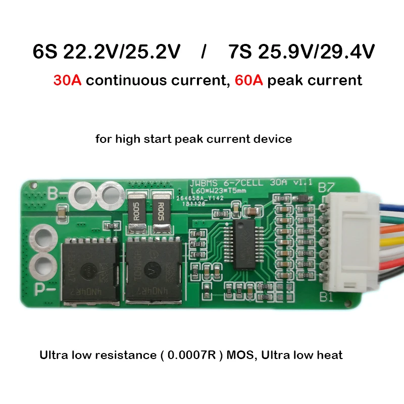 

6S 7S Li-ion Lithium Battery Protection Board 60A 30A 25.2V 24V 29.4V lipo BMS vacuum cleaner moped car washer electric drill