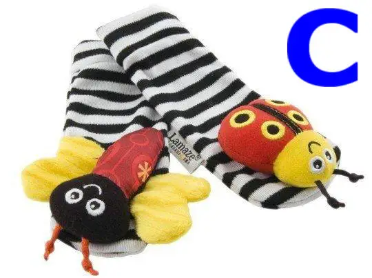 4 шт./лот, детские игрушки-погремушки для новорожденных, садовый жук, погремушка на запястье и носки для ног - Цвет: C