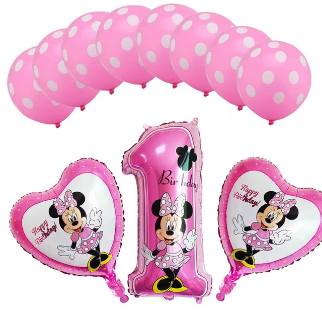 1 Набор фольгированных воздушных шаров Микки и Минни Маус с днем рождения, 1 номер, вечерние воздушные шары, детские игрушки, товары для душа
