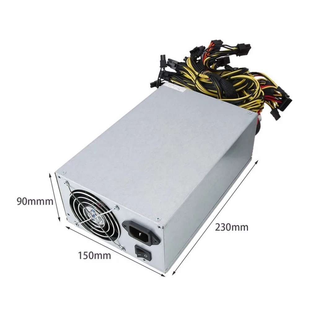 1800W High Efficiency Power Supply for ATX Coin Mining Miner Machine 6 GPU ETH BTC Ethereum with Low Noise Cooling Fan