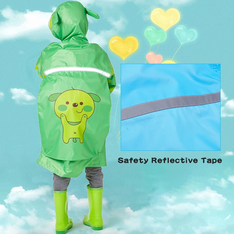 QIAN/плащи для детей возрастом от 3 до 10 лет модная непромокаемая куртка унисекс для детей костюм с капюшоном и рисунком для мальчиков и девочек дождевик с рукавами