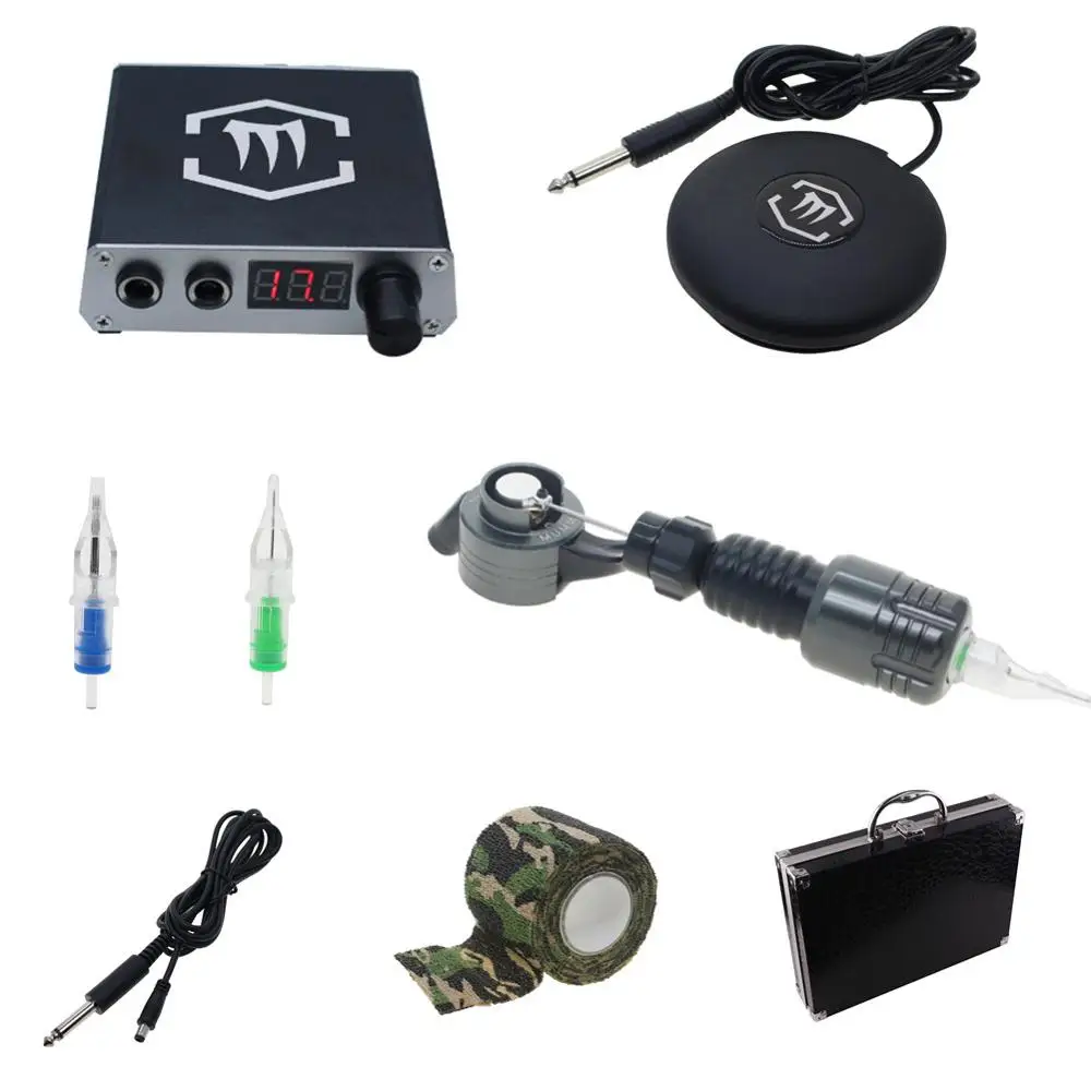 

Rotary Tattoo Machine Gun Kit with Digtal Tattoo Power Supply Needles Grip for Tattoo Supply KT022