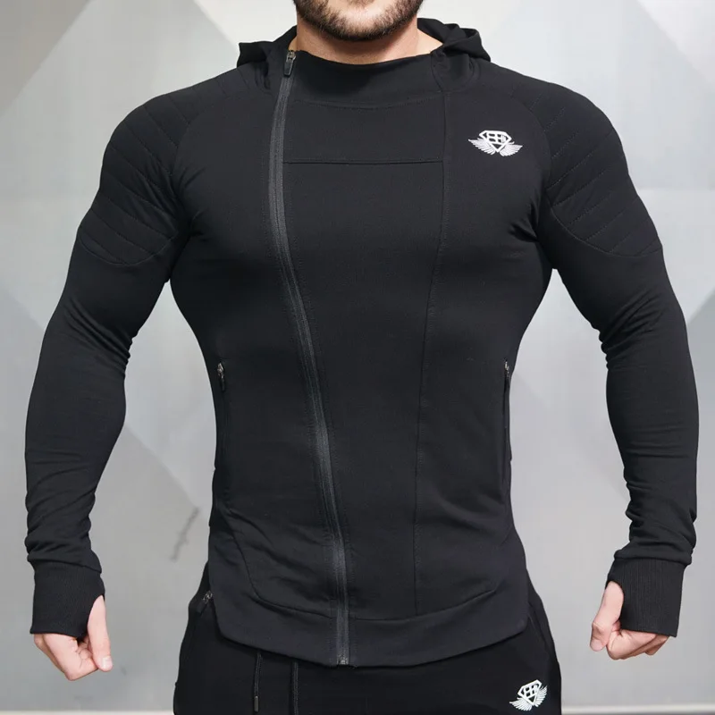 Мужская куртка для бега на открытом воздухе, спортивная одежда для бега, тренировочная куртка для фитнеса, тренажерного зала, куртка с капюшоном и карманом с длинным рукавом - Цвет: 01