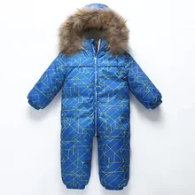 Mioigee 2018 Winter Jumpsuit New child Boy Lady Strolling Clothes Child Down Rompers Animal Fur Collar Kids Romper 0-Three Years