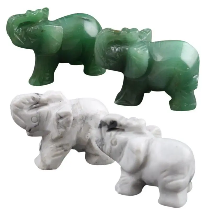 Хрустальные фигурки слонов ремесло Резные натуральный камень мини животное декоративная статуэтка для тяги к удачу украшения для дома и офиса