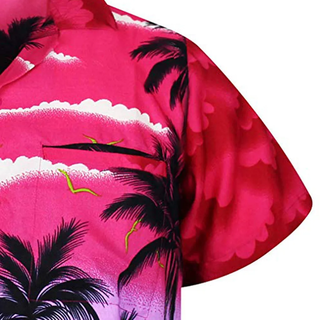 Модная мужская повседневная рубашка на пуговицах с гавайским принтом, короткий рукав, быстро сохнет, топ, блуза, M-3XL, гавайская рубашка, уличная одежда