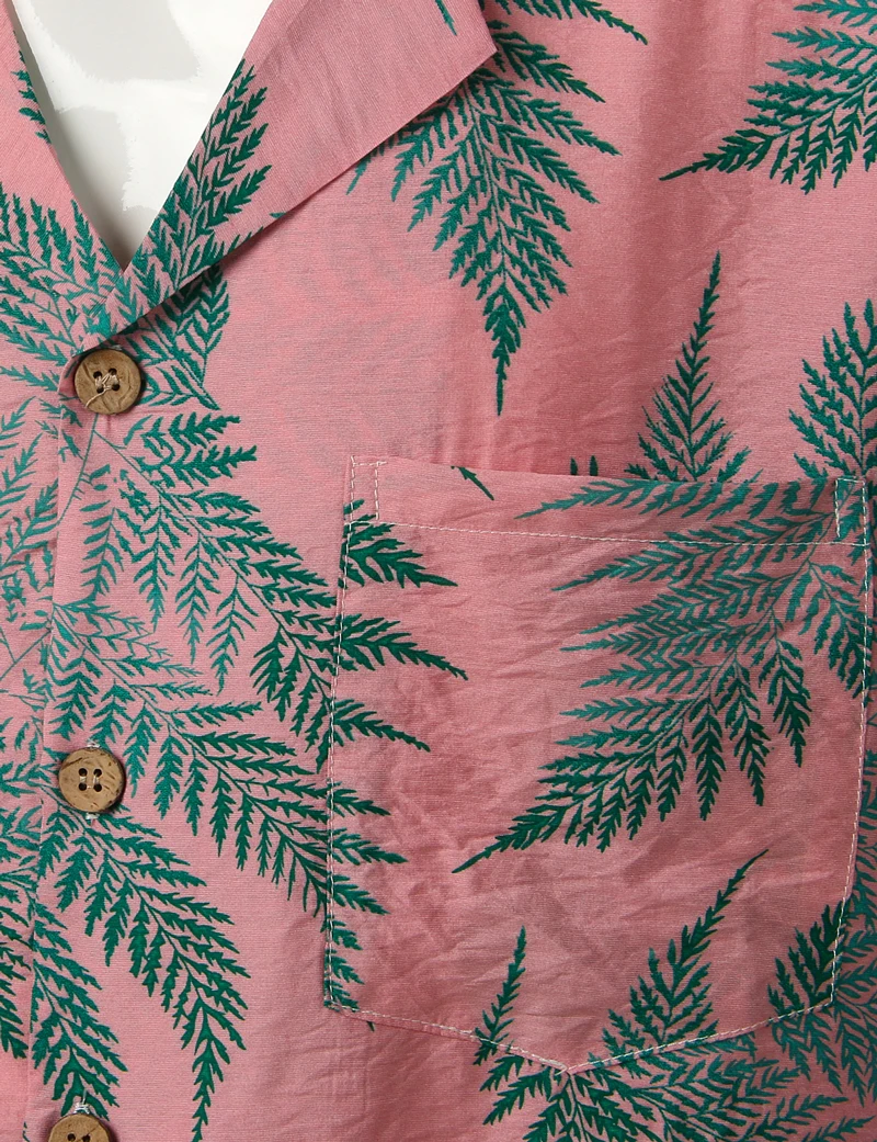 Beste Mens Hipster Casual Korte Mouw Hawaiian Aloha Shirts 2019 Zomer Nieuwe Button Down Tropische Mannen Strand Shirt met Pocket Roze 2XL