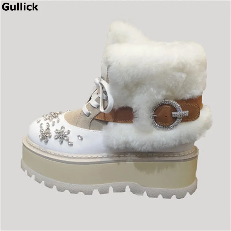 Женская обувь на платформе со шнуровкой gulick, короткие ботинки со стразами и пряжками в стиле пэчворк, ботильоны на танкетке высокого качест... Женская обувь на платформе со шнуровкой gulick, короткие ботинки со стразами и пряжками в стиле пэчворк, ботильоны на танкетке высокого качест...