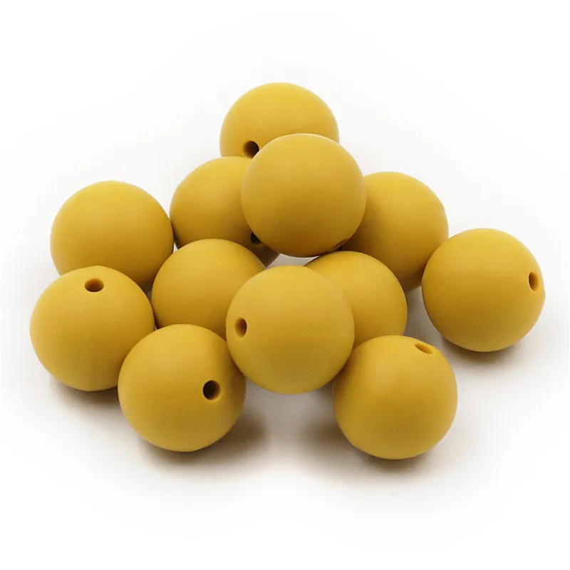 Цвет горчичный желтый цвет, из силикона бусины 9-19 мм круглые силиконовые жевательные прорезыватели бусины пищевого класса Siliconen kralen BPA бесплатно
