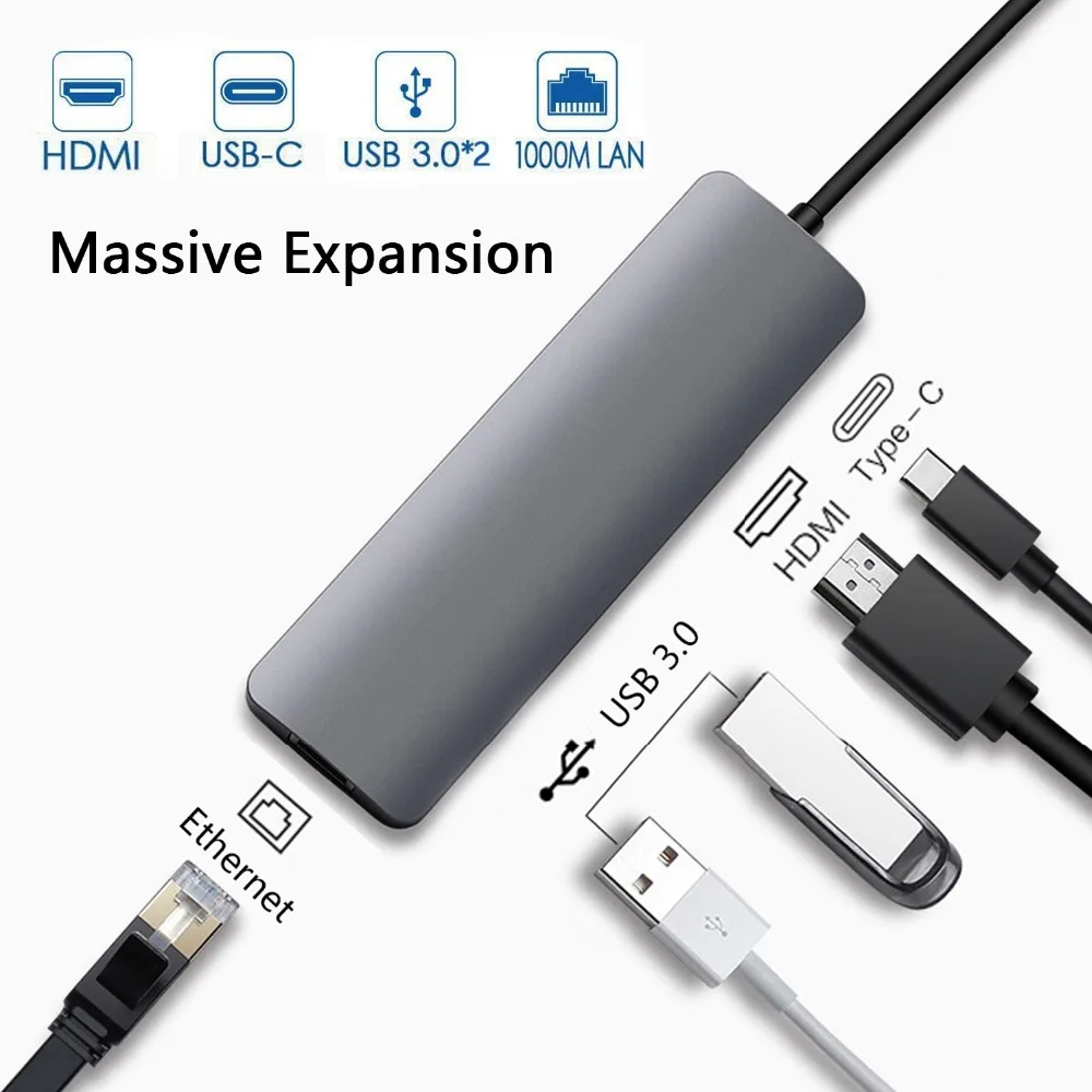

Docking Station with Type C Plug HDMI RJ45 USB Power Delivery Hub for Laptop Macbook Pro HP DELL Surface Lenovo Huawei Dock