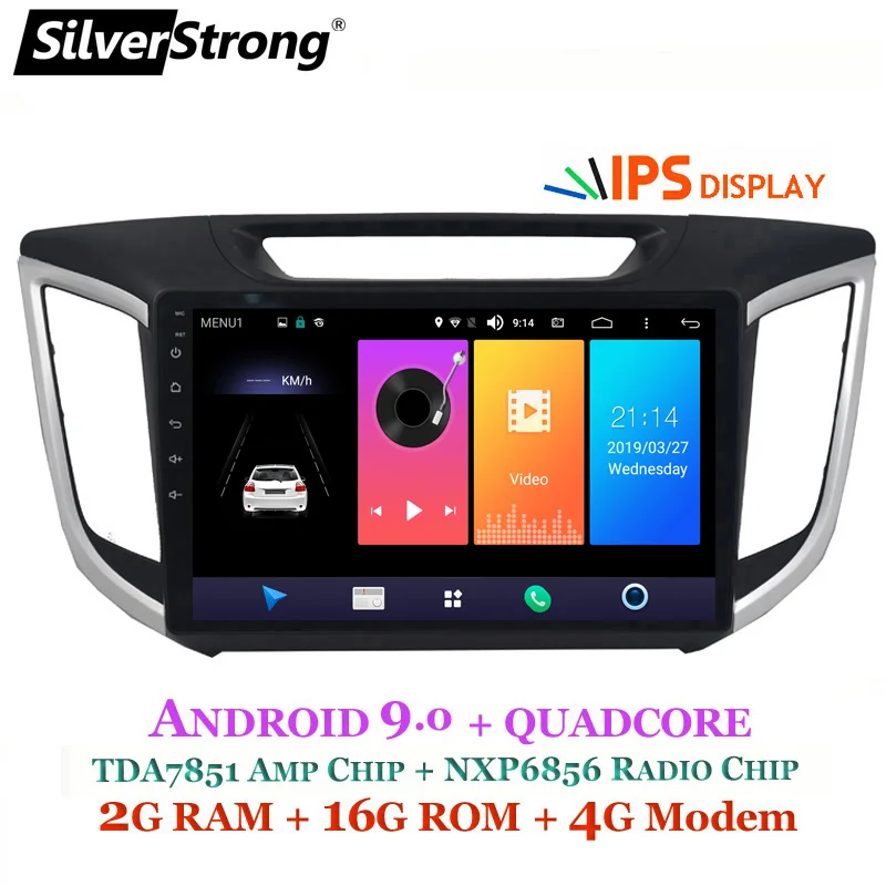 

SilverStrong Android10.0 Car GPS for HYUNDAI Creta IX25 10inch IPS 3G 4G Internet 2din 1024*600 gps navigation wifi