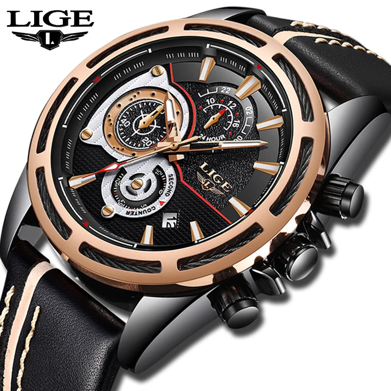 2018 LIGE Watch Men Sport Quartz Fashion Leather Clock Mens Watches Top Brand Luxury Waterproof Business Watch Relogio Masculino