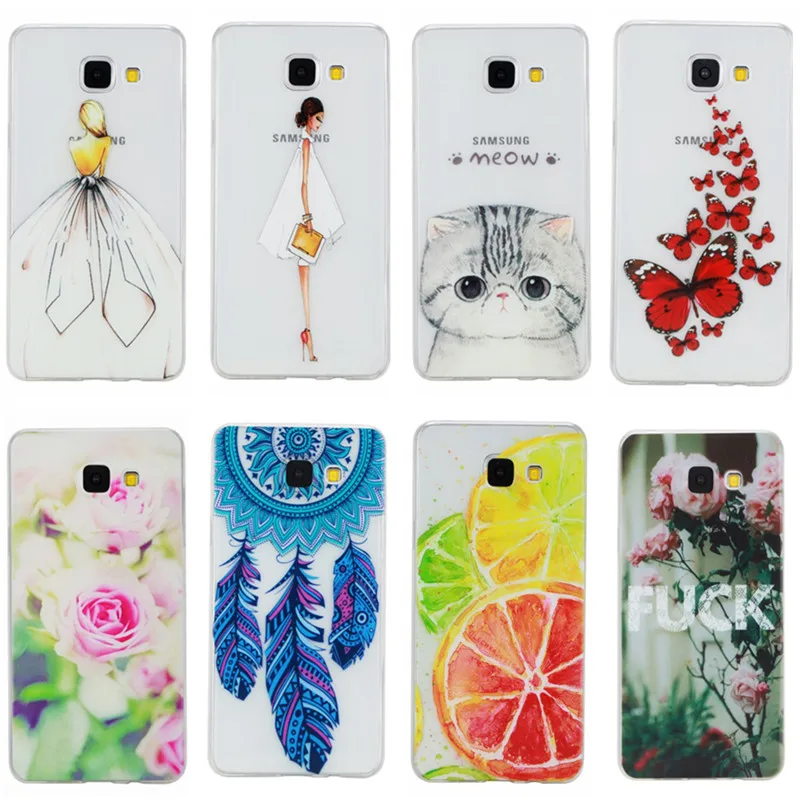 Fashion Cover Case For Samsung GALAXY A5 2016 Silicone Girl Bird Cute Cat Lemon Flower Clear Back Gel |