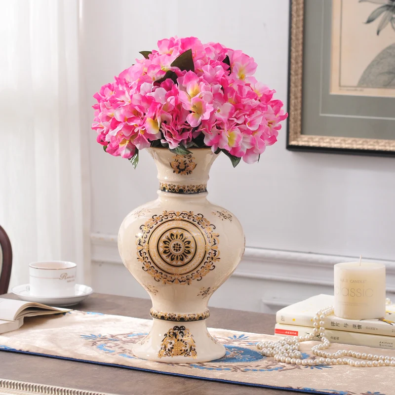 US $223.95 European style living room TV cabinet ceramic vase flower decoration decoration flower table ice crack