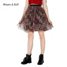Weyes& Kelf/женские юбки с цветочным принтом, высокая посадка, женские сетчатые милые Соблазнительные мини-юбки-пачки, шифоновая Женская юбка для женщин
