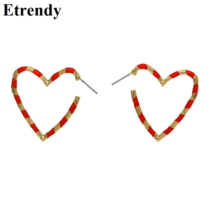 

Mixed Color Heart Earrings 2019 New Trendy Jewelry Simple pendientes mujer